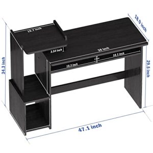 WOODYNLUX Computer Desk with Drawers, Home Office Desk with Printer Shelf, Writing Desk Study Table for Small Spaces Corner Desk, Easy Assemble, Black.