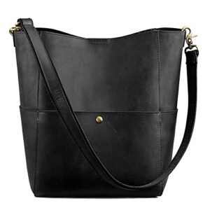 s-zone women genuine leather bucket bag hobo shoulder handbag crossbody purses vintage tote pocketbooks