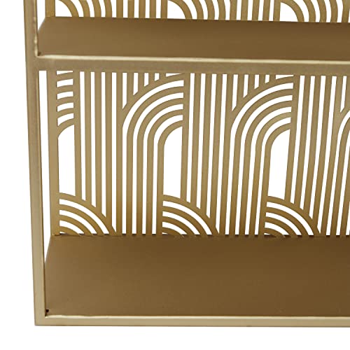 CosmoLiving by Cosmopolitan Metal Arched 3 Shelf Wall Shelf, 16" x 6" x 24", Gold