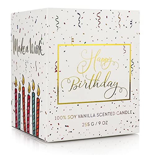 Happy Birthday Candle, Friend Birthday Gifts for Women, Friendship Candle, Gift for Mom, Sister, Friend, Funny Birthday Candle, Vanilla Birthday Cake Scented Candle, 90z. Soy Candle