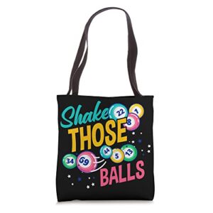 shake those balls funny bingo player tote bag