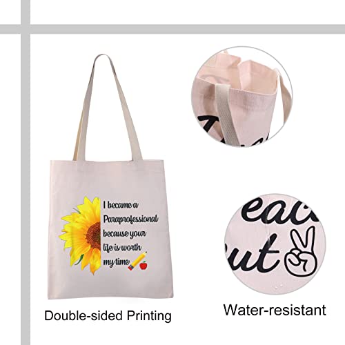 VAMSII Paraprofessional Tote Bag Teacher Assistant Gifts Paraprofessional Gifts Shoulder Bag Paraeducator Gifts Para Gifts (Paraprofessional Sunflower Tote Bag)