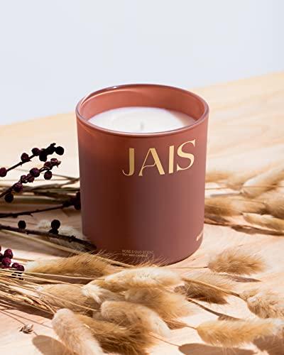 Bjerg Candles- Premium and Contemporary Scented Soy Wax Candle 8.11 oz (Bjerg Jais - Rose & Oud Scent)