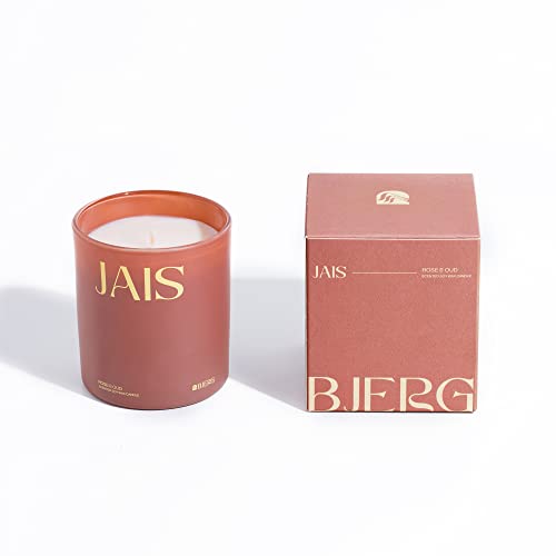 Bjerg Candles- Premium and Contemporary Scented Soy Wax Candle 8.11 oz (Bjerg Jais - Rose & Oud Scent)