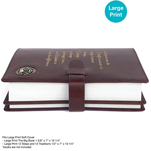 Large Print Double AA Big Book Cover & 12 Steps & 12 Traditions | by Galileo | Perfect Gift | Alcoholics Anonymous (Large Print/Brown)