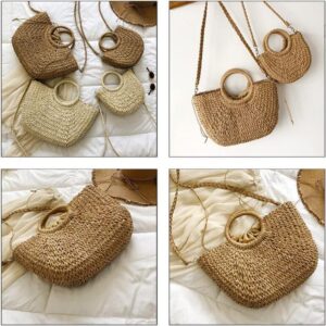 SYT-MD Straw Purse Beach Purse Wicker Bag for Women Rattan Bag Bamboo Purse Wicker Crossbody Shoulder Bags (Color : D)