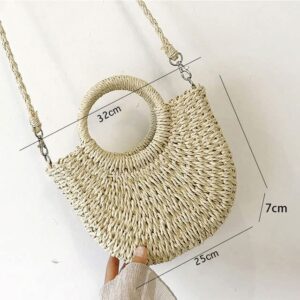 SYT-MD Straw Purse Beach Purse Wicker Bag for Women Rattan Bag Bamboo Purse Wicker Crossbody Shoulder Bags (Color : D)