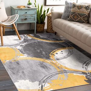 rugshop evora contemporary modern circles area rug 7’10” x 10′ yellow