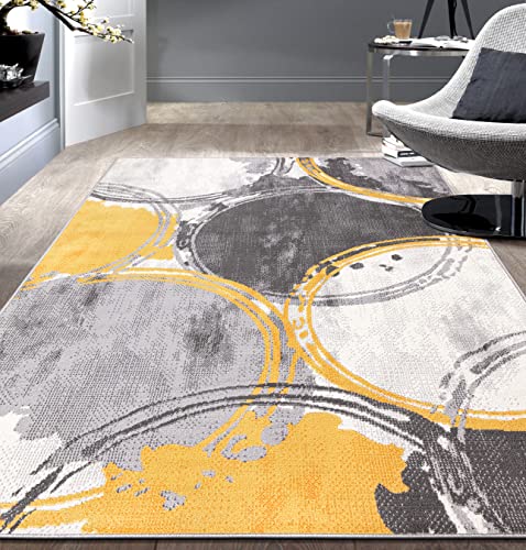 Rugshop Evora Contemporary Modern Circles Area Rug 7'10" x 10' Yellow