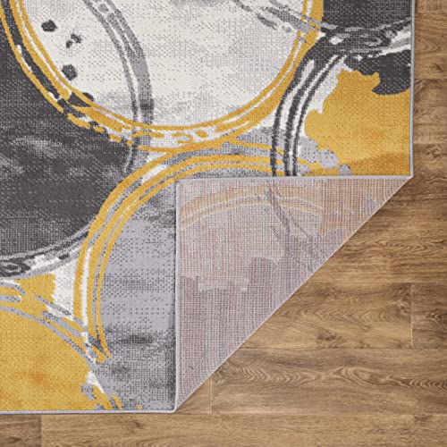 Rugshop Evora Contemporary Modern Circles Area Rug 7'10" x 10' Yellow