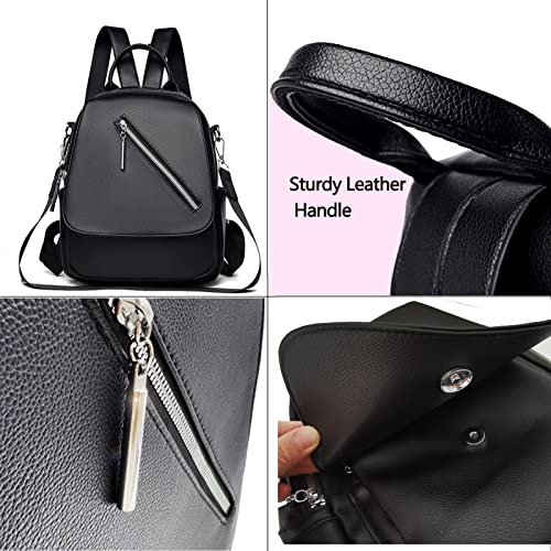 NEFORBA Small Backpack Purse for Women, Cute Little Black Backpack, Girls Fashion Convertible Casual Leather Daypack, Teens Ladies Travel Bag Shoulder Handbag and Satchel Handbags for Everyday 64