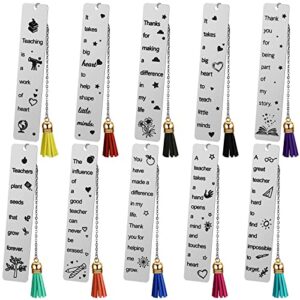 10 pieces teacher bookmark teachers appreciation gift for back to school first day of school teachers day graduation book page marker with pendant for teacher of preschool high school