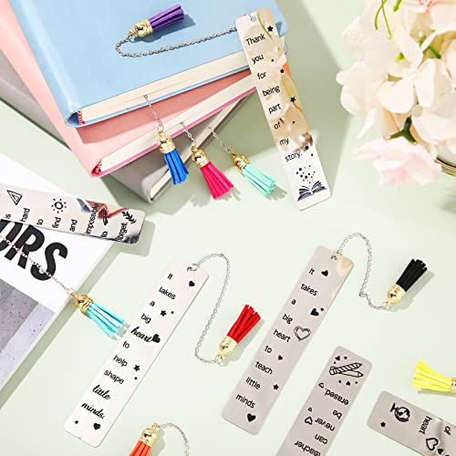 10 Pieces Teacher Bookmark Teachers Appreciation Gift for Back to School First Day of School Teachers Day Graduation Book Page Marker with Pendant for Teacher of Preschool High School