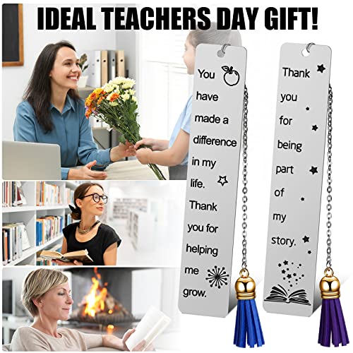 10 Pieces Teacher Bookmark Teachers Appreciation Gift for Back to School First Day of School Teachers Day Graduation Book Page Marker with Pendant for Teacher of Preschool High School