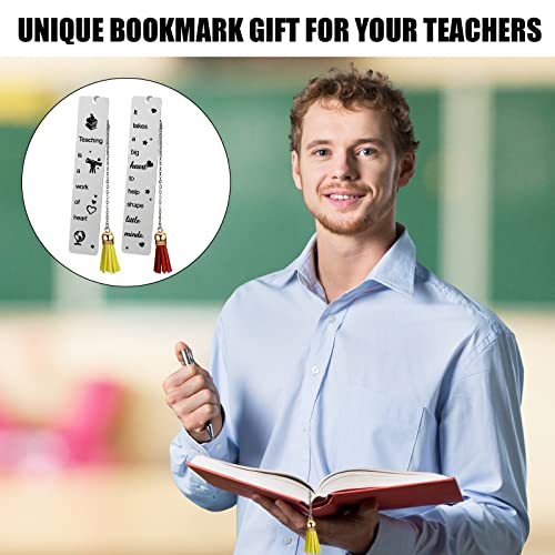 10 Pieces Teacher Bookmark Teachers Appreciation Gift for Back to School First Day of School Teachers Day Graduation Book Page Marker with Pendant for Teacher of Preschool High School