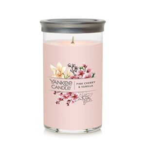 yankee candle pink cherry & vanilla signature medium pillar candle, 14.25oz