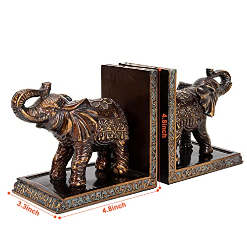 Elephant Book Ends for Shelves, Cute Bookends to Hold Books Heavy Duty, Book Ends Decorative for Home Decoration