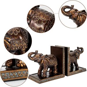 Elephant Book Ends for Shelves, Cute Bookends to Hold Books Heavy Duty, Book Ends Decorative for Home Decoration