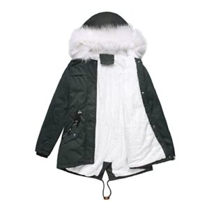 FMCHICO Womens Snow Coat Women's Fluffy Warm Coat Outwear Windbreaker Winter Warm Coat Jacket Faux Fur Lined Trench Hooded Thick Overcoat