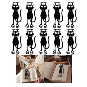 10 pack curious cat bookmark for cat lovers – cat paw bookmarks – cute animal book markers set for book reading lovers – cat book page markers – funny office school supplies gift