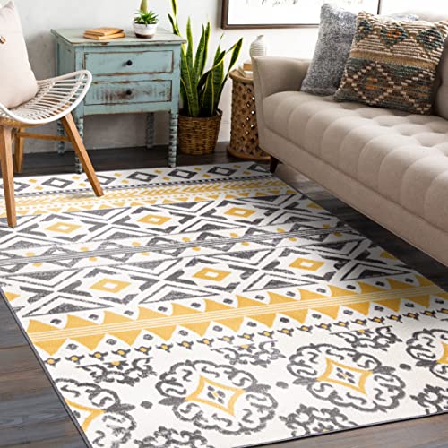 Rugshop Leiria Bohemian Geometric Area Rug 5' x 7' Yellow