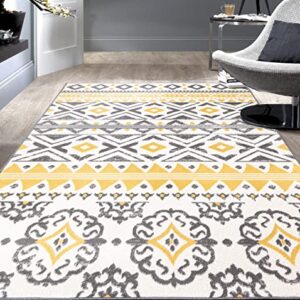 Rugshop Leiria Bohemian Geometric Area Rug 5' x 7' Yellow