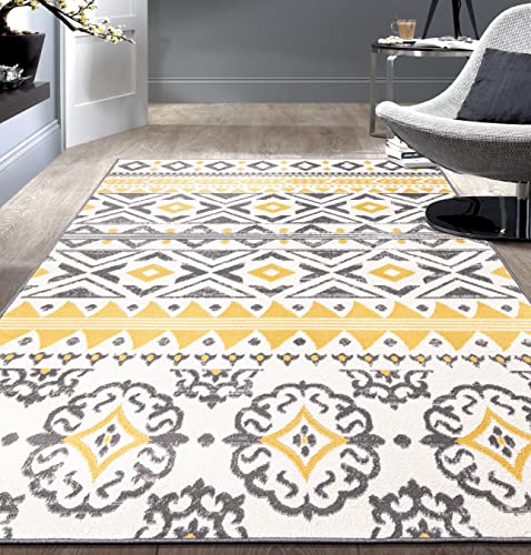 Rugshop Leiria Bohemian Geometric Area Rug 5' x 7' Yellow