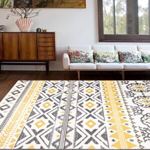 Rugshop Leiria Bohemian Geometric Area Rug 5' x 7' Yellow