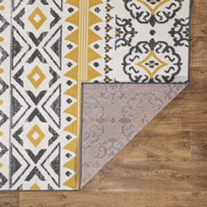 Rugshop Leiria Bohemian Geometric Area Rug 5' x 7' Yellow