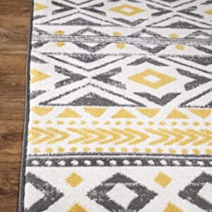 Rugshop Leiria Bohemian Geometric Area Rug 5' x 7' Yellow