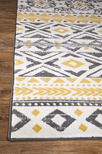 Rugshop Leiria Bohemian Geometric Area Rug 5' x 7' Yellow