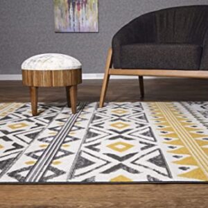 Rugshop Leiria Bohemian Geometric Area Rug 5' x 7' Yellow