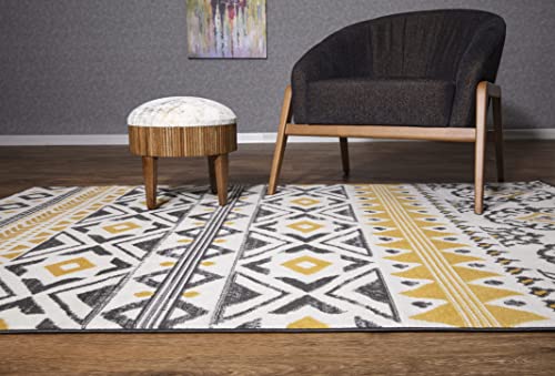 Rugshop Leiria Bohemian Geometric Area Rug 5' x 7' Yellow