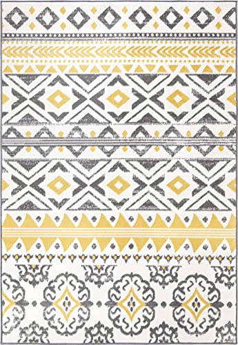 Rugshop Leiria Bohemian Geometric Area Rug 5' x 7' Yellow