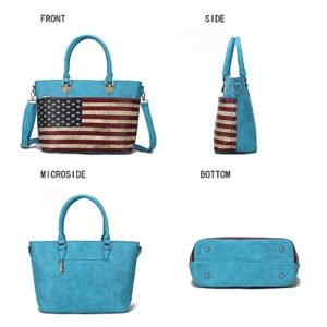 MKF Collection USA Tote Crossbody Bag for Women, American Flag Vegan Leather Top-Handle Messenger, Satchel Shoulder bag Purse