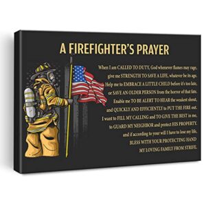 motivational art wall decor a firefighter’s prayer canvas print framed firefighter painting for home office wall & tabletop decor