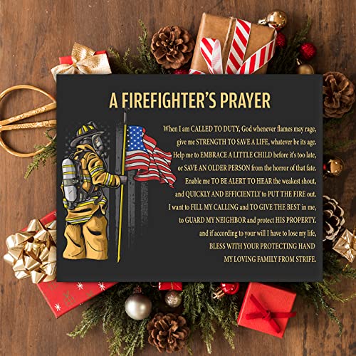 Motivational Art Wall Decor a Firefighter's Prayer Canvas Print Framed Firefighter Painting for Home Office Wall & Tabletop Decor