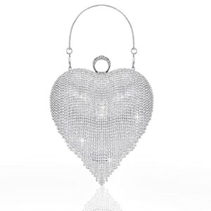 babeyond women’s rhinestone clutch evening bag – heart shape glitter tassel purse for 1920s party prom wedding