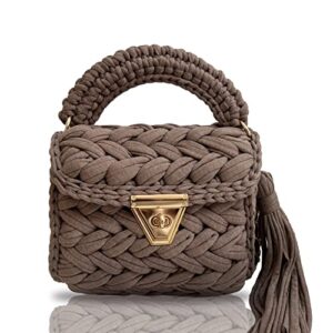 chqel evening clutch bag for women, handmade crochet wedding party purse, small flap formal crossbody handbag evening clutch