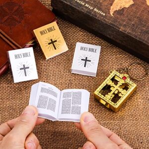 Prasacco 12 Pcs Bible Keychains, Mini Bible Miniature Holy Bible Jesus Keychain Religious Keyrings Gifts