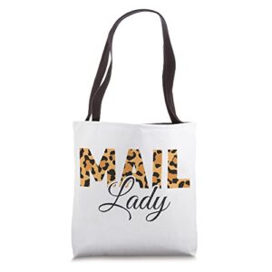 post office postal worker leopard cheetah mail lady tote bag