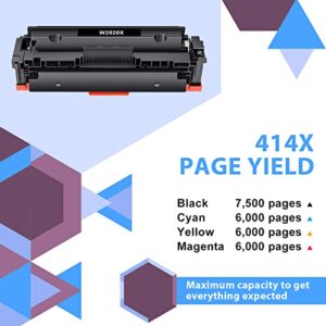 inkalfa 414X Toner Cartridges 4 Pack High Yield 414A (with Chip) Compatible Replacement for HP 414X W2020X 414A W2020A Work for HP Color Pro MFP M479fdw M454dw M479fdn M454dn M479 M454 Printer Toner