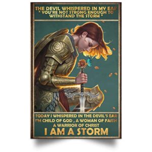 memorial quote female warrior of god poster gift for girl women in woman’s day christant wall art home décor