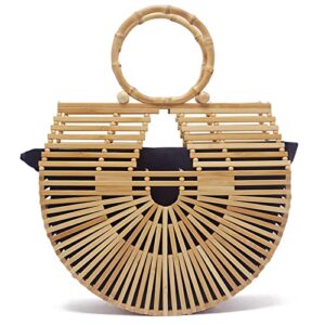 topsmu bamboo designer purses handbags tote bag for women straw beach bags mini small