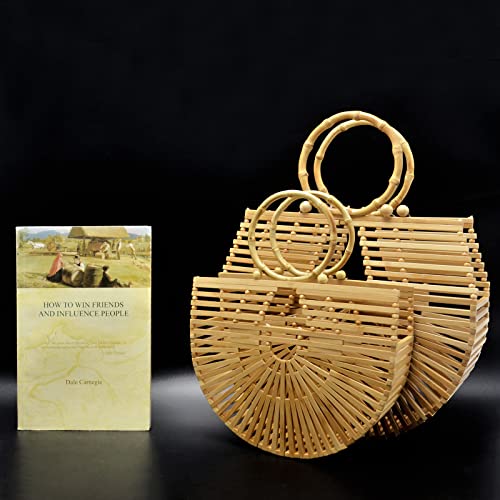 TOPSMU Bamboo Designer Purses Handbags Tote Bag For Women Straw Beach Bags Mini Small