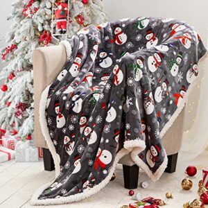 touchat sherpa christmas throw blanket, fuzzy fluffy soft cozy blanket, fleece flannel plush microfiber blanket for couch bed sofa (50″ x 60″, snowman)
