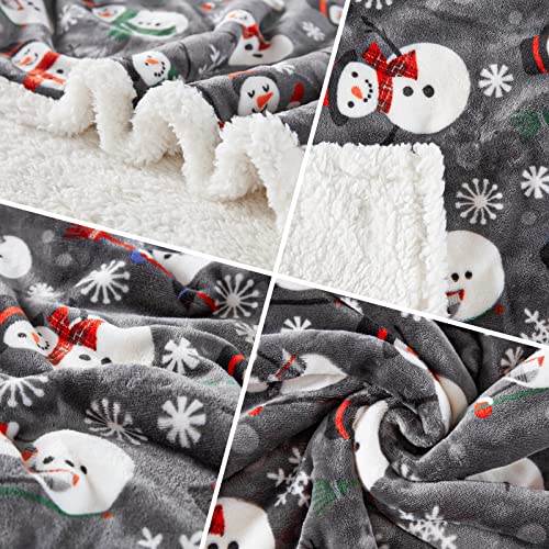 Touchat Sherpa Christmas Throw Blanket, Fuzzy Fluffy Soft Cozy Blanket, Fleece Flannel Plush Microfiber Blanket for Couch Bed Sofa (50" X 60", Snowman)