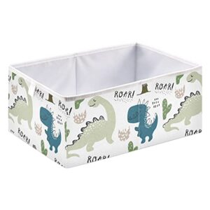 Childish Dinosaur Storage Baskets for Shelves Foldable Collapsible Storage Box Bins with Cube Closet Organizers for Pantry Organizing Shelf Nursery Home Closet,16 x 11inch