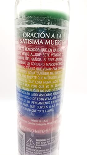 Holy Death (Santa Muerte) 7 Day Candle- Santisima Muerte Vela, Santisima Muerte - Holy Death Candle, Goth Decor, Candle, Green,red,yellow,blue,black