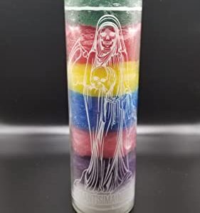 Holy Death (Santa Muerte) 7 Day Candle- Santisima Muerte Vela, Santisima Muerte - Holy Death Candle, Goth Decor, Candle, Green,red,yellow,blue,black